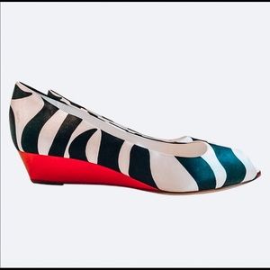 Giuseppe Zanotti Black and White Patterned Wedge